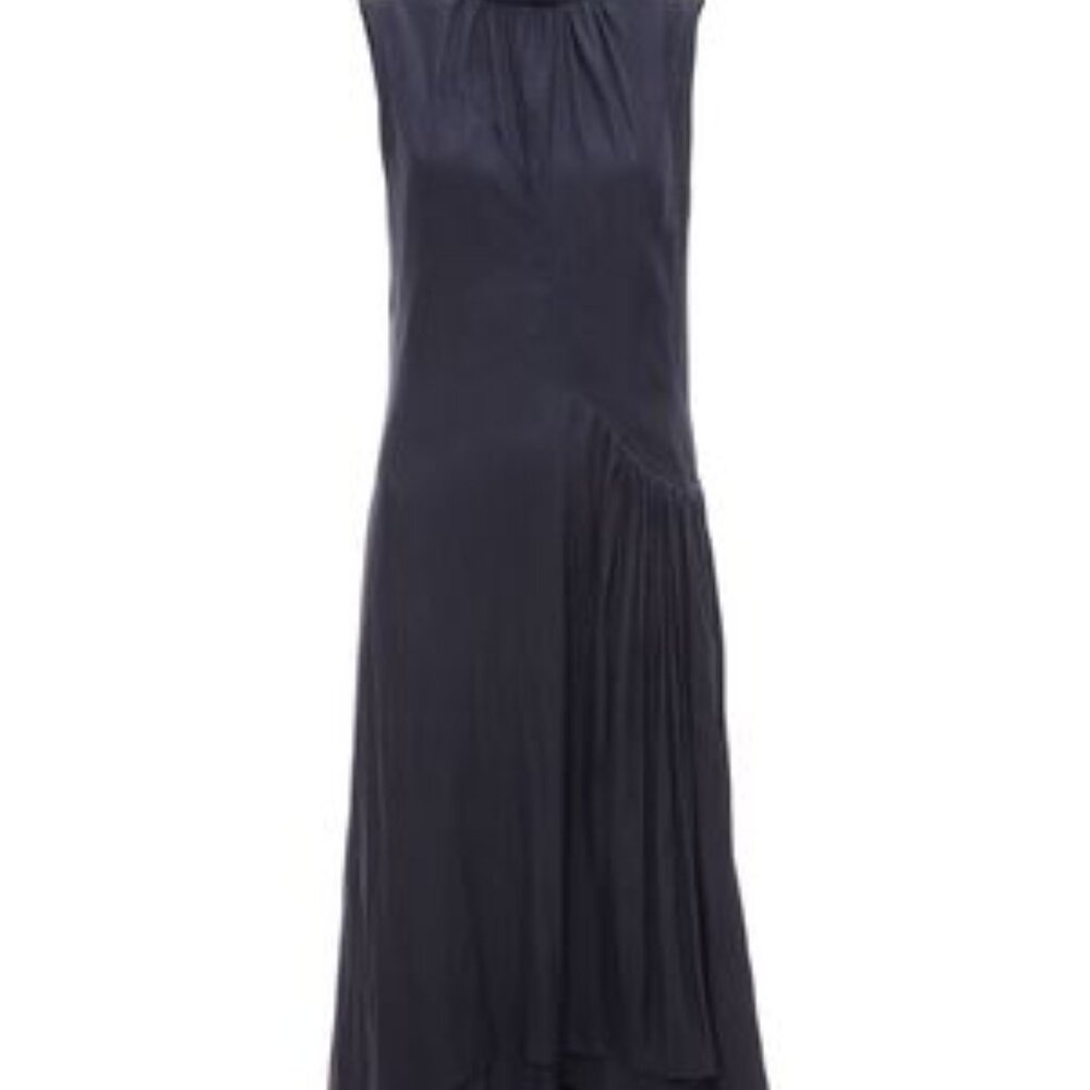 asymmetric navy dress